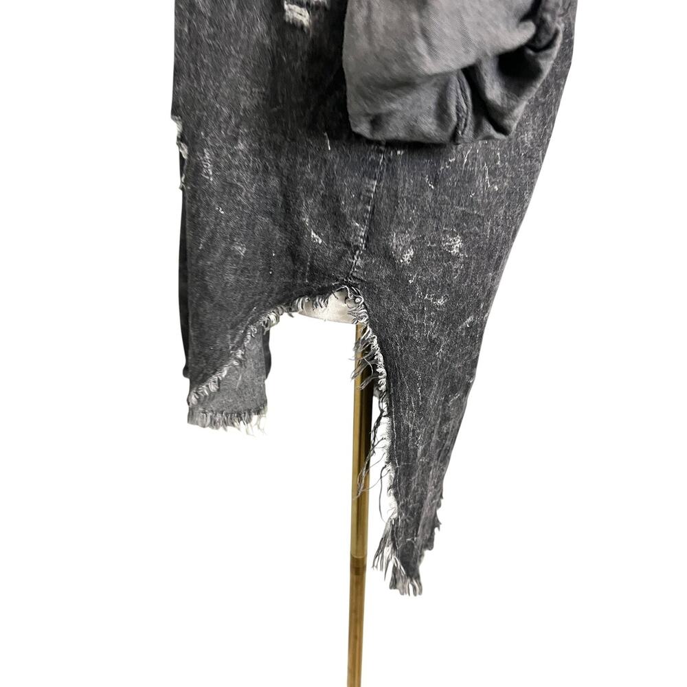 Thrill Jeans Shirt Dress Womens Large Gray Distressed Blessed Grateful Thankful - Picture 6 of 9